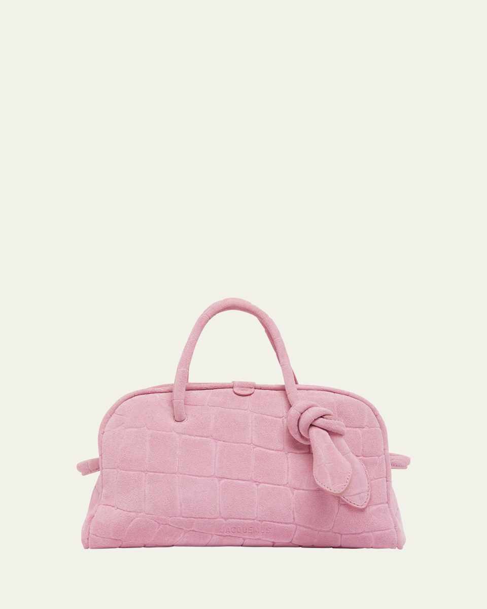 Le Petit Turismo Croc-Embossed Suede Bowling Bag